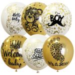 Воздушные шары,  25шт., М12/30см, ПатиБум "Welcome Baby Boy", ассорти, европодвес 4690296076252