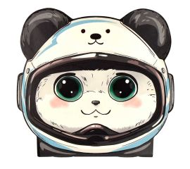 Блокнот 30 л 120х117 мм скоба "Панда-космонавт"