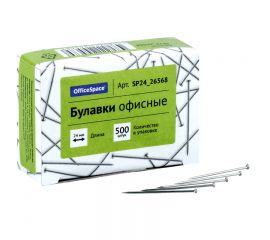 Булавки офисные OfficeSpace, 24мм, 500шт., картонная коробка SP24_26568