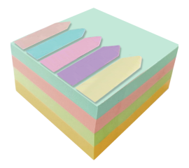 Бумага для заметок 76х76 мм Pastel 400 л +закладки пластиковые 45х12 мм 5 цветов 25 л deVENTE/12