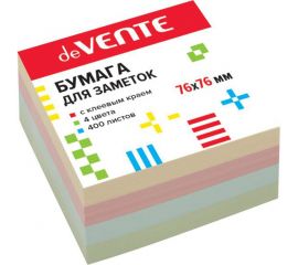 Бумага для заметок с клеевым краем deVente  пастель 4  цвета, 76*76 мм , 400 л