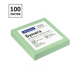 Блок для записи клейкий 50*50мм OfficeSpace 100л, зеленый