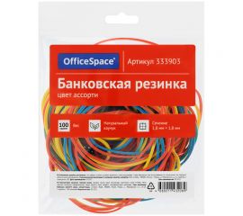 Банковская резинка 100г OfficeSpace, диаметр 60мм, ассорти, европодвес