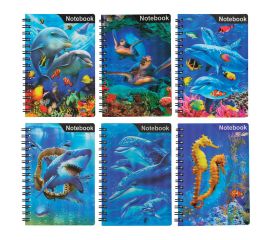 Блокнот А6, 50 л., гребень, пластиковая 3D-обложка, BRAUBERG, "Водный мир"