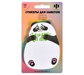 Блок самоклеящийся (стикеры) 73*100мм 60л Панда, фигурный " Феникс "