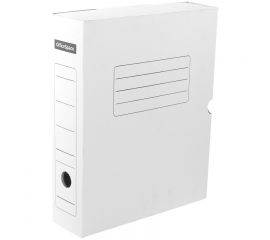 Бокс архивный 75 мм картонный белый с клапаном OfficeSpace