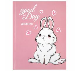 Дневник 1-4 класс 48 л., твердый, ЮНЛАНДИЯ, глянцевая ламинация, с подсказом, "Bunny", 106348