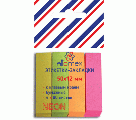 Закладки бумажные 50х12 мм 4 цвета по 80 л Attomex