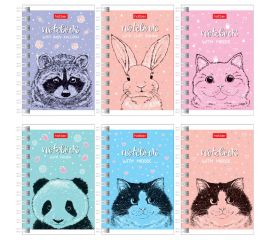 Записная книжка А7 80л., на гребне Hatber "С милыми зверьками" 80ЗК7В1гр