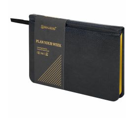Еженедельник А6 недатированный, 64 л, кожзам BRAUBERG "Iguana" черный