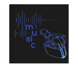 Записная книжка 80 л 105х105 мм клетка твердый переплет "Notebook. Синие наушники" черная/40