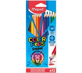 Карандаши цветные пластиковые Maped "Color'Peps Strong" 12цв.,трехран., заточен., картон, европодвес