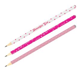 Карандаш ч/г MESHU "Sweet girl", HB, заточен., c фольгированием, стразы на топе, без ластика, ассорт