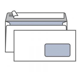 Конверт 110х220 мм, белый отрывная полоса