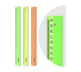 Линейка 30см СТАММ "Neon Crystal", пластиковая, ассорти ЛН32