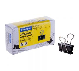 Клипы для бумаг 25мм, OfficeSpace, ., черные, картонная коробка