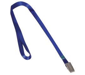 Лента для бейджей, 45 см, металлический клип, СИНЯЯ, Brauberg