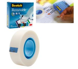 Клейкая лента канцелярская 19 мм х 33 м, невидимая, удаляемая, матовая, SCOTCH "Magic", 70016072848