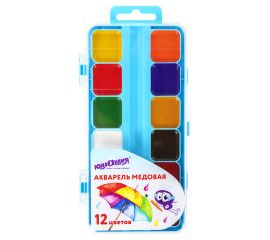 Краски акварельные 12 цветов ЮНЛАНДИЯ "ЮНЛАНДИК-ХУДОЖНИК" медовые