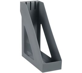 Лоток для бумаг вертикальный СТАММ "Базис", серый, ширина 100мм ЛТВ-30854