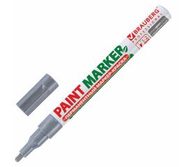 Маркер-краска лаковый (paint marker) 2 мм, СЕРЕБРЯНЫЙ, БЕЗ КСИЛОЛА (без запаха), алюминий, BRAUBERG