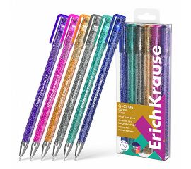 Набор гелевых ручек 6 цветов 1,0 мм ErichKrause G-Cube Stick Glitter/24