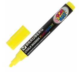 Маркер меловой brauberg pop-art , сухостираемый, для гладких поверхностей, 5 мм, желтый