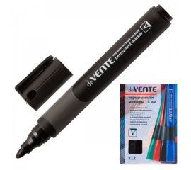 Маркер перманентный deVente черный, 4 мм., пулевидный наконечник, каучуковые вставки