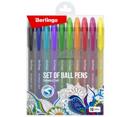 Набор шариковых ручек Berlingo "Triangle 100T", 10шт., 10цв., 0,5мм, корпус ассорти