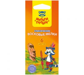 Мелки восковые Мульти-Пульти "Енот на острове Пасхи", 06цв., круглые, картон, европодвес