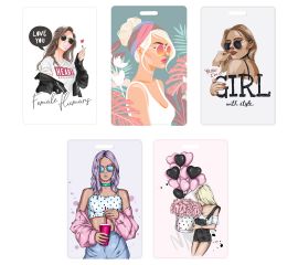 Обложка-карман для карты, пропуска, проездного OfficeSpace "Girl Style", 95*65мм, ПВХ, ассорти PC_54