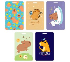 Обложка-карман для карт и пропусков OfficeSpace "Капибара", 95*65мм, ПВХ, ассорти