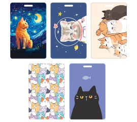 Обложка-карман для карт и пропусков OfficeSpace "Котики", 95*65мм, ПВХ, ассорти