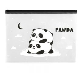Папка-конверт на молнии MeShu "Hello Panda", А4, 150мкм, прозрачная с рисунком MS_44823