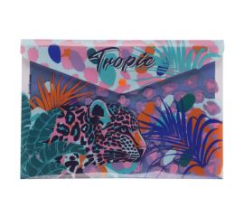 Папка-конверт на кнопке, А4, 0,16 мм, цвет с рисунком, Tropical, Erich Krause, 61157