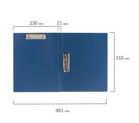 Папка с боковым зажимом и верхним прижимом BRAUBERG стандарт синяя/16
