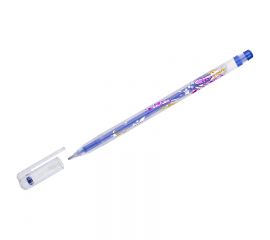 Ручка гелевая CROWN синяя с блёстками, 1мм
