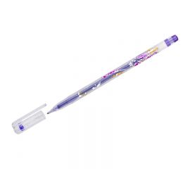 Ручка гелевая CROWN фиолетовая  с блёстками, 1мм