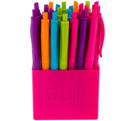 Ручка шариковая авт. Milan "P1touch" 5цв., 1,0мм, в пластиковом стакане