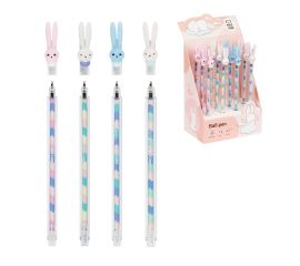 Ручка шариковая MESHU "Ice Cream Rabbit ", синяя, 0,7мм, корпус ассорти, с топпером MS_02873