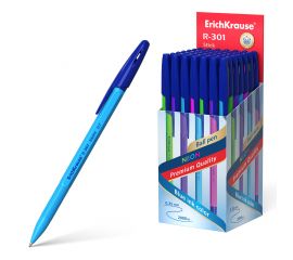 Ручка шариковая ErichKrause R-301 Stick Neon 0.7, цвет чернил синий (в коробке по 50 шт.)