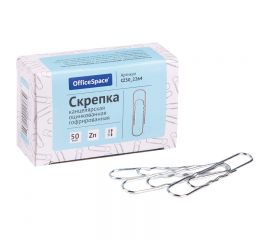 Скрепки СПЕЙС 50 мм/50шт,оцинкованные,гофрированные