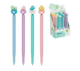 Ручка шариковая автоматическая MESHU "Lovely Cactus", синяя, 0,7мм, корпус ассорти, с топпером MS_02