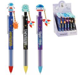 Ручка шариковая автоматическая MESHU "Space Journey" синяя, 0,5мм, грип, корпус ассорти, с топпером