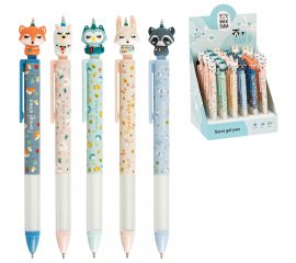 Ручка шариковая автоматическая MESHU "Fairy Heroes" синяя, 0,5мм, грип, корпус ассорти, с топпером M