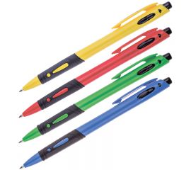 Ручка шариковая автоматическая OfficeSpace синяя, 0,7мм, грип, цветной корпус