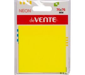 Блок с клеевым краем 76х76 мм пластиковый желтый неон 50 л deVENTE