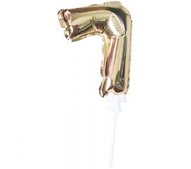 Воздушный шар, самодув, 18см Поиск "Цифра 7", фольгированный, золотой