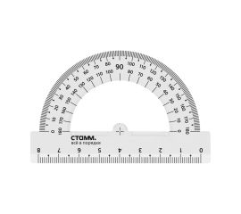 Транспортир 8см, 180° СТАММ, пластиковый, прозрачный, бесцветный ТР-30493