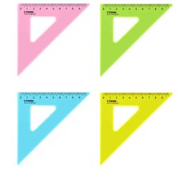 Треугольник 45°, 9см СТАММ, пластиковый, прозрачный, неоновые цвета, ассорти ТК32